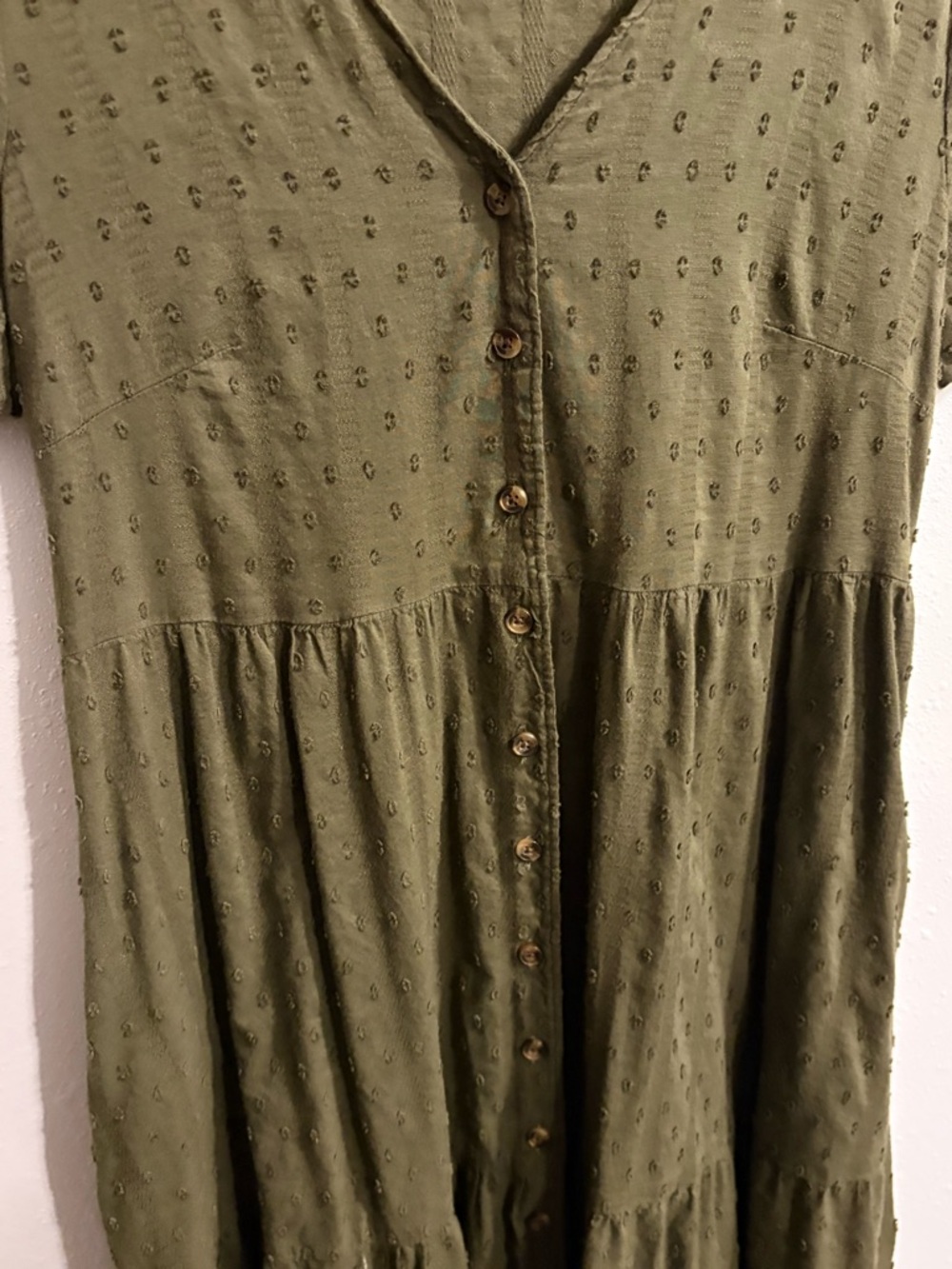 Sonoma Olive Green Button-Front Tiered Maxi Dress Size Small - Picture 3 of 5